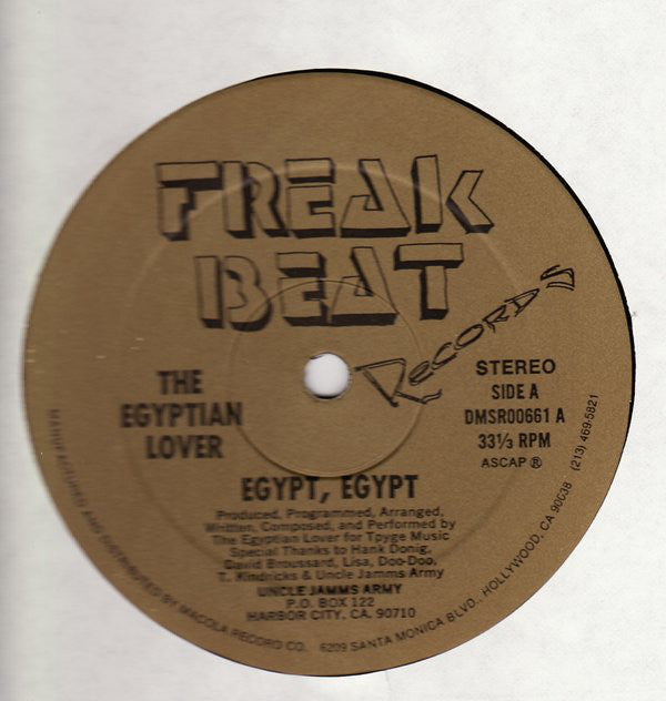 The Egyptian Lover - Egypt, Egypt VG- (Low Grade) - 12" Single 1984 Freak Beat USA - Electro