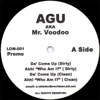 AGU Aka Mr. Voodoo – Da' Come Up - Mint- 12" Single Record 2002 USA Vinyl - Hip Hop