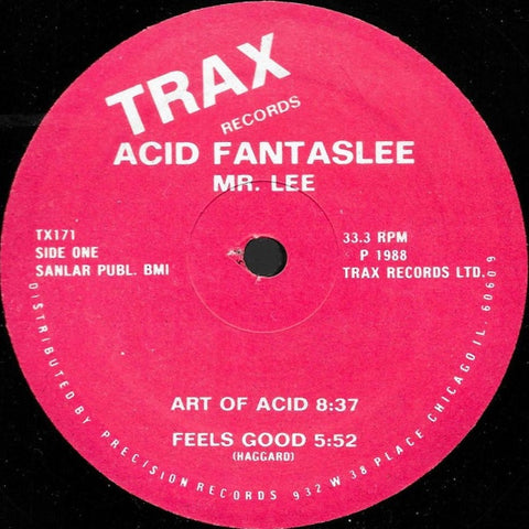 Mr. Lee – Acid Fantaslee - VG 12" Single Record 1996 Trax USA Vinyl - Chicago House / Acid House