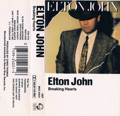 Elton John – Breaking Hearts - Used Cassette Geffen 1984 US - Rock / Soft Rock