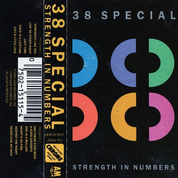 38 Special - Strength In Numbers- Used Cassette 1986 A&M Tape- Rock - Shuga Records
