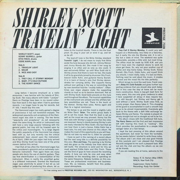 Shirley Scott & Kenny Burrell – Travelin' Light - VG+ LP Record Prestige USA Vinyl - Jazz / Soul-Jazz - Shuga Records