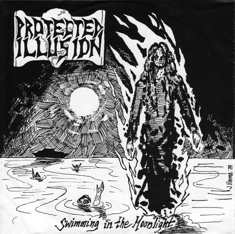 Protected Illusion – Swimming In The Moonlight - Mint- 7" EP Record 1990 Real Illusion Finland Vinyl & 3x Inserts - Thrash / Speed Metal