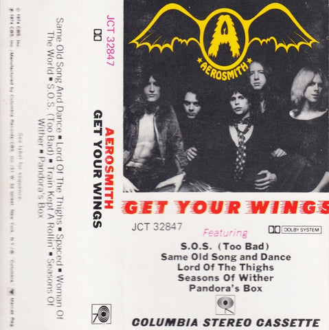 Aerosmith- Get Your Wings- Used Cassette 1974 Columbia Tape- Rock