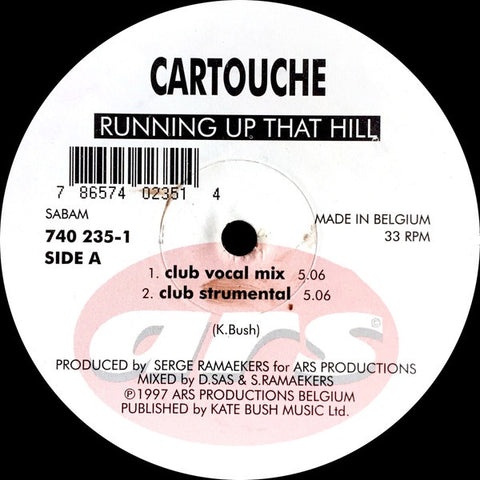 Cartouche – Running Up That Hill - New 12" Single Record 1997 ARS Belgium Vinyl - Euro House