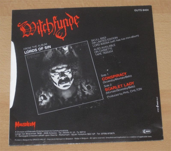 Witchfynde – Conspiracy - Mint- 7" Single Record 1984 Mausoleum Belgium Vinyl - Rock / Heavy Meta - Shuga Records