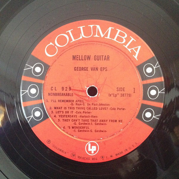 George Van Eps – Mellow Guitar - VG+ LP Record 1957 Columbia USA Vinyl - Jazz