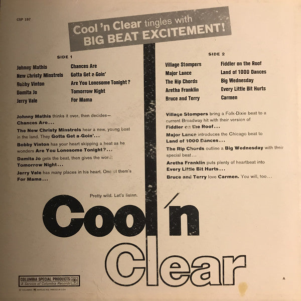 Various / Aretha Franklin / Major Lance / The Rip Chords – Cool 'N Clear - VG+ LP Record 1966 Columbia Special Products USA Vinyl - Pop - Shuga Records