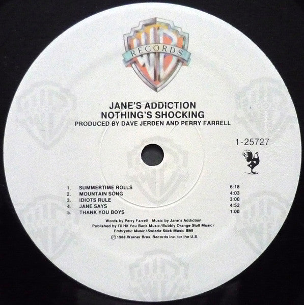 Jane's Addiction – Nothing's Shocking - VG LP Record 1988 Warner USA Original Fire & Rooster Edition Vinyl - Alternative Rock - Shuga Records