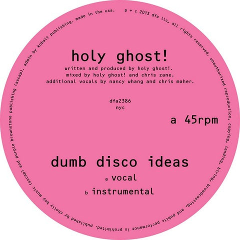 Holy Ghost - Dumb Disco Ideas - New 12" Single  Record 2013 DFA USA Vinyl - Electronic / Synth-pop / Disco