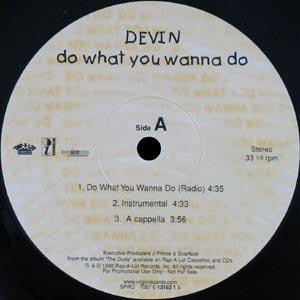 Devin – Do What You Wanna Do / Boo Boo'n - VG+ 12" Single Record 1998 Rap-A-Lot USA Promo Vinyl - Hip Hop