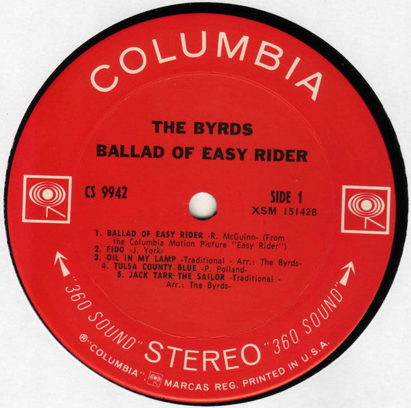 The Byrds ‎– Ballad Of Easy Rider - VG Lp Record 1969 CBS USA 360 Label - Classic Rock / Country Rock - Shuga Records