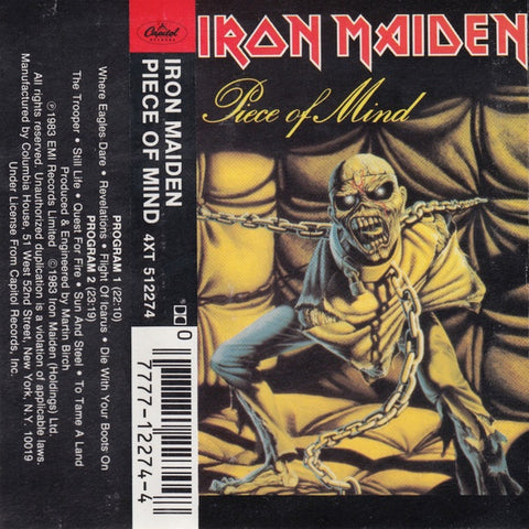 Iron Maiden – Piece Of Mind - VG+ Cassette 1983 Capitol USA Club Edition Tape - Heavy Metal