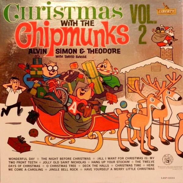 The Chipmunks : Alvin, Simon & Theodore With David Seville ‎– Christmas With The Chipmunks Vol. 2 - VG+ 1963 Stereo USA (Original Press FOIL COVER) - Holiday