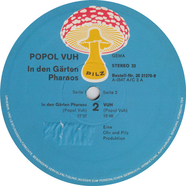 Popol Vuh – In Den Gärten Pharaos - Mint- LP Record 1971 Pilz Germany Vinyl - Krautrock / Ambient - Shuga Records