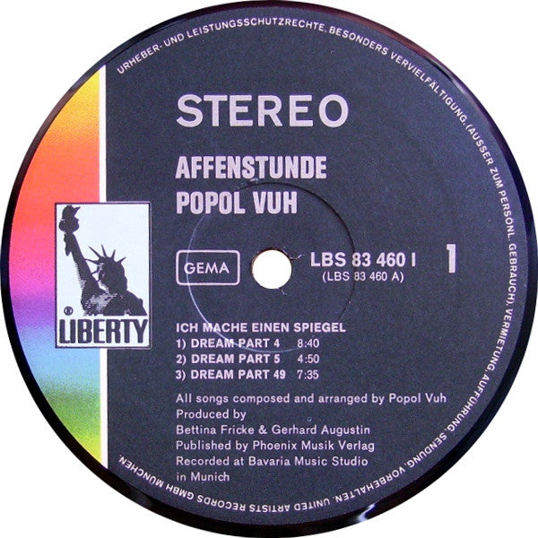 Popol Vuh – Affenstunde (1970) - Mint- LP Record 1973 Liberty Germany Vinyl - Krautrock / Ambient / Electronic - Shuga Records