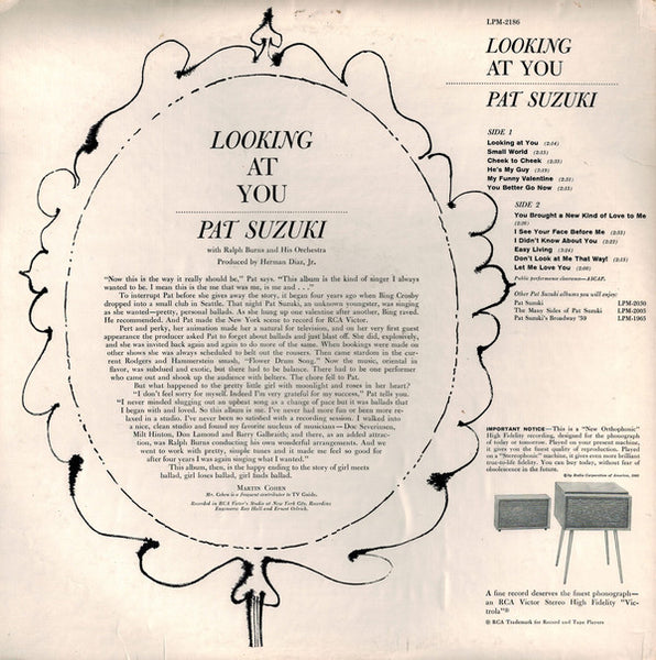 Pat Suzuki With Ralph Burns & His Orchestra – Looking At You... - VG+ LP Record 1960 RCA USA Vinyl - Jazz / Pop - Shuga Records