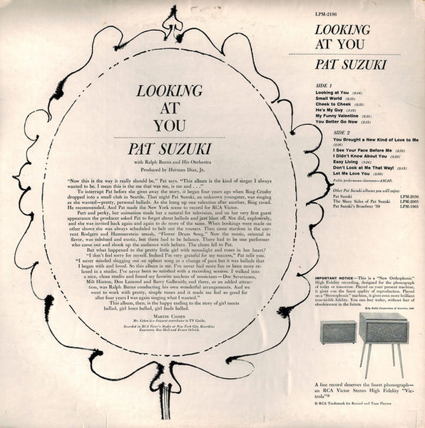 Pat Suzuki With Ralph Burns & His Orchestra – Looking At You... - VG+ LP Record 1960 RCA USA Vinyl - Jazz / Pop