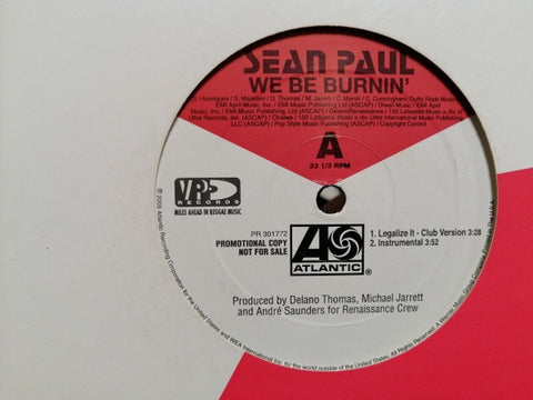 Sean Paul – We Be Burnin' - Mint- 12" Single Promo Record 2005 Atlantic Vinyl - Hip Hop