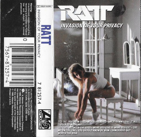 Ratt – Invasion Of Your Privacy - Used Cassette 1985 Atlantic Tape - Hard Rock