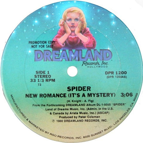 Spider – New Romance (It's A Mystery) - VG+ 12" Single Record 1980 Dreamland USA Promo Vinyl - Pop Rock