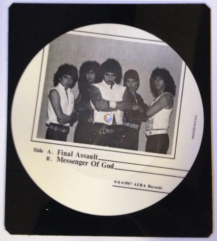 Final Assault – Final Assault - VG+ 7" Single Record 1987 Azra USA Shaped Picture Disc Vinyl - Heavy Metal / Power Metal