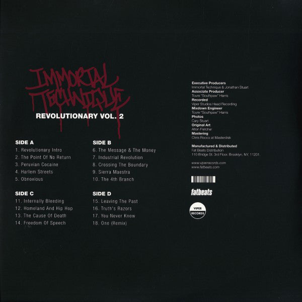 Immortal Technique - Revolutionary Vol. 2 (2003) - New 2 LP Record 2021 Viper USA Black Vinyl - Hip Hop