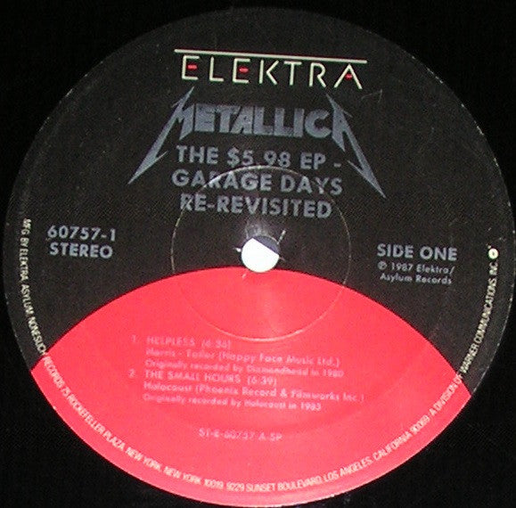 Metallica – The $5.98 E.P. - Garage Days Re-Revisited - VG EP Record 1987 Elektra USA Vinyl - Speed Metal / Heavy Metal - Shuga Records