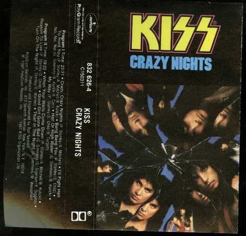 Kiss – Crazy Nights - Used Cassette 1987 Mercury Tape - Hard Rock / Glam