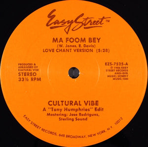 Cultural Vibe – Ma Foom Bey - VG+ 12" Single Record 1986 Easy Street  USA Vinyl - House