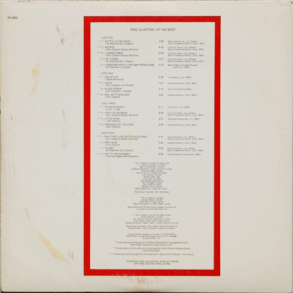 Eric Clapton - Clapton at his Best - VG+ 2 LP Record 1972 Polydor USA Vinyl - Classic Rock / Blues Rock