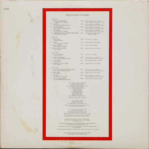 Eric Clapton - Clapton at his Best - VG+ 2 LP Record 1972 Polydor USA Vinyl - Classic Rock / Blues Rock - Shuga Records
