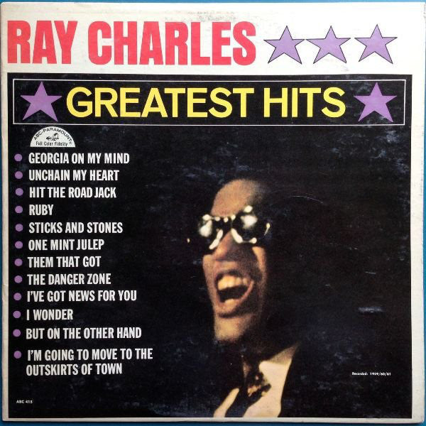 Ray Charles ‎– Greatest Hits - VG+ Lp Record 1962 Mono USA Original Vinyl - R&B/Soul - Shuga Records