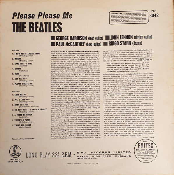 The Beatles ‎– Please Please Me (1963) - VG+ LP Record 1980 Parlophone UK Import Vinyl - Rock & Roll / Pop Rock - Shuga Records