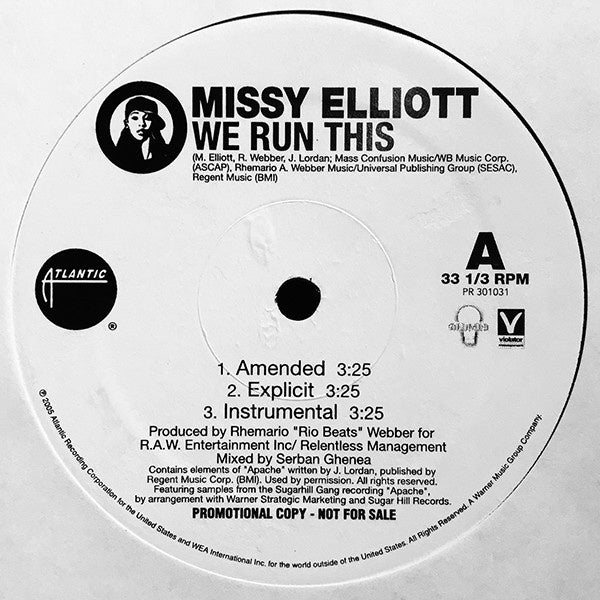 Missy Elliott – We Run This / Meltdown - VG+ 12" Single Record 2005 Atlantic USA Promo Vinyl - Hip Hop - Shuga Records