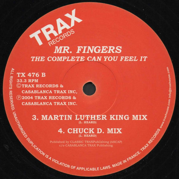 Mr. Fingers ‎– The Complete Can You Feel It (1988) - New 12" Single Record 2014 Trax France Import Vinyl - Chicago House / Deep House - Shuga Records