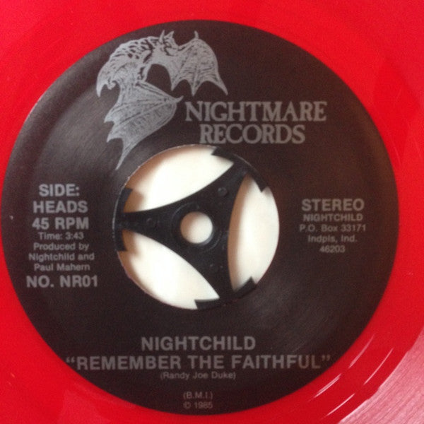 Nightchild – Remember The Faithful / Hero - Mint- 7" Single Record 1985 Nightmare USA Red Vinyl - Heavy Metal - Shuga Records