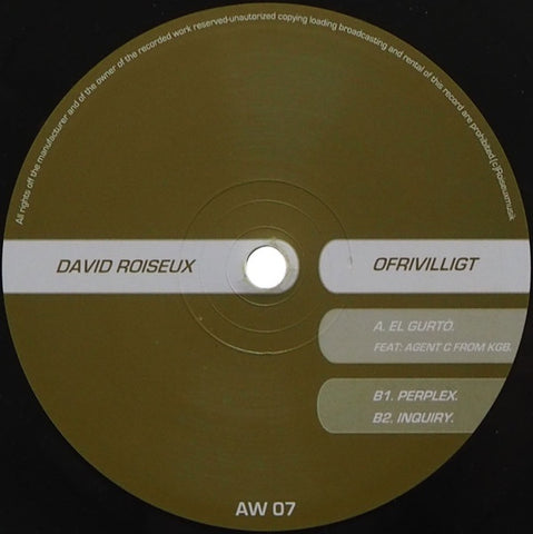 David Roiseux – Ofrivilligt - New 12" Single Record 2001 Arrival Works Sweden Vinyl - Techno