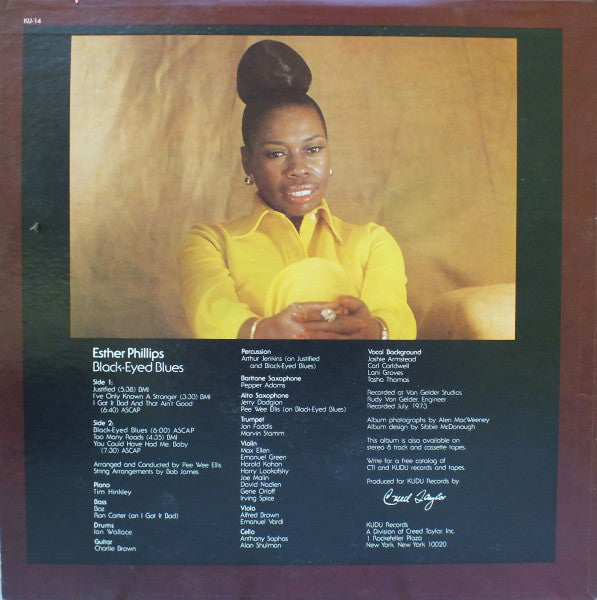 Esther Phillips – Black-Eyed Blues - VG+ LP Record 1973 Kudu USA Vinyl - Rhythm & Blues / Soul - Shuga Records