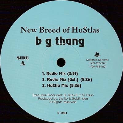 New Breed Of Hu$tlas – B G Thang - New Sealed 12" Single Record 1994 Mobstyle Vinyl - Hip Hop / Gansta Rap