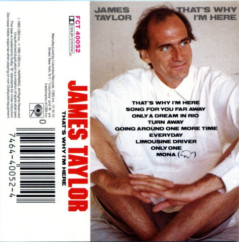James Taylor– That's Why I'm Here-Used Cassette 1985 Columbia Tape- Pop/Rock