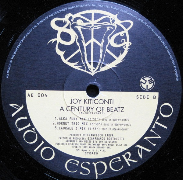Joy Kiticonti - A Century Of Beatz - New 12" Single Record 1999 Audio Esperanto Italy Vinyl - Trance / Techno / Downtempo - Shuga Records