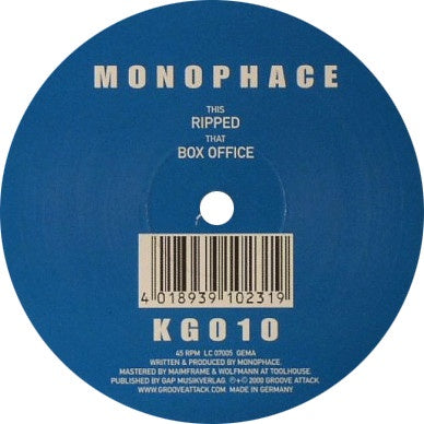 Monophace – Ripped / Box Office - New 12" Krush Grooves Germany Vinyl - Drum n Bass