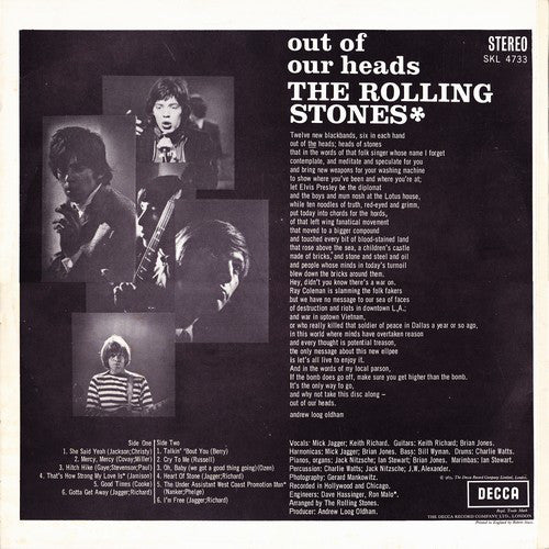 The Rolling Stones ‎– Out Of Our Heads (1965) - VG+ LP Record 1977 Decca UK Import Vinyl - Rock & Roll / Blues Rock - Shuga Records