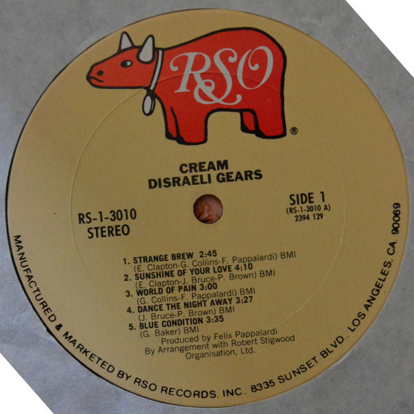 Cream - Disraeli Gears (1967)- VG LP Record 1978 ATCO USA Vinyl - Psychedelic Rock / Blues Rock - Shuga Records