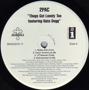 2 Pac - Thugs Get Lonley Too / Hennessey (Red Spyda Remix) 12" Single 2004 Interscope - Hip Hop - Shuga Records Chicago