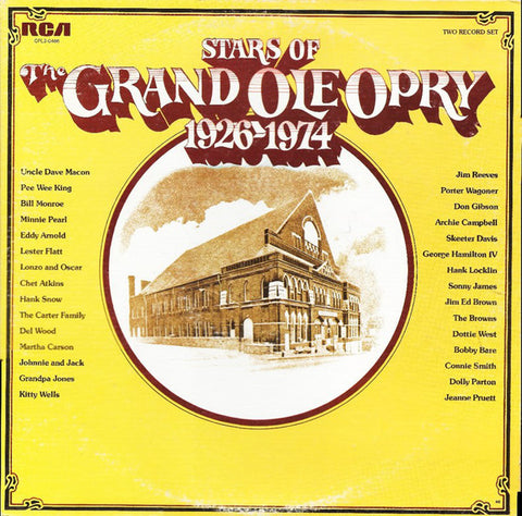 Various – Stars Of The Grand Ole Opry 1926-1974 - VG+ 1974 USA 2 LP - Country
