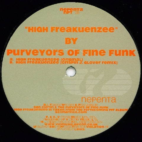 Purveyors Of Fine Funk – High Freakuenzee - New 12" Single Record 2001 Nepenta UK Vinyl - Deep House / Techno