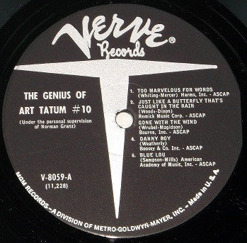 Art Tatum ‎– The Genius Of Art Tatum # 10 (1955) - VG+ LP Record 1961 Verve USA Mono Vinyl - Jazz - Shuga Records