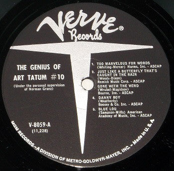 Art Tatum ‎– The Genius Of Art Tatum # 10 (1955) - VG+ LP Record 1961 Verve USA Mono Vinyl - Jazz